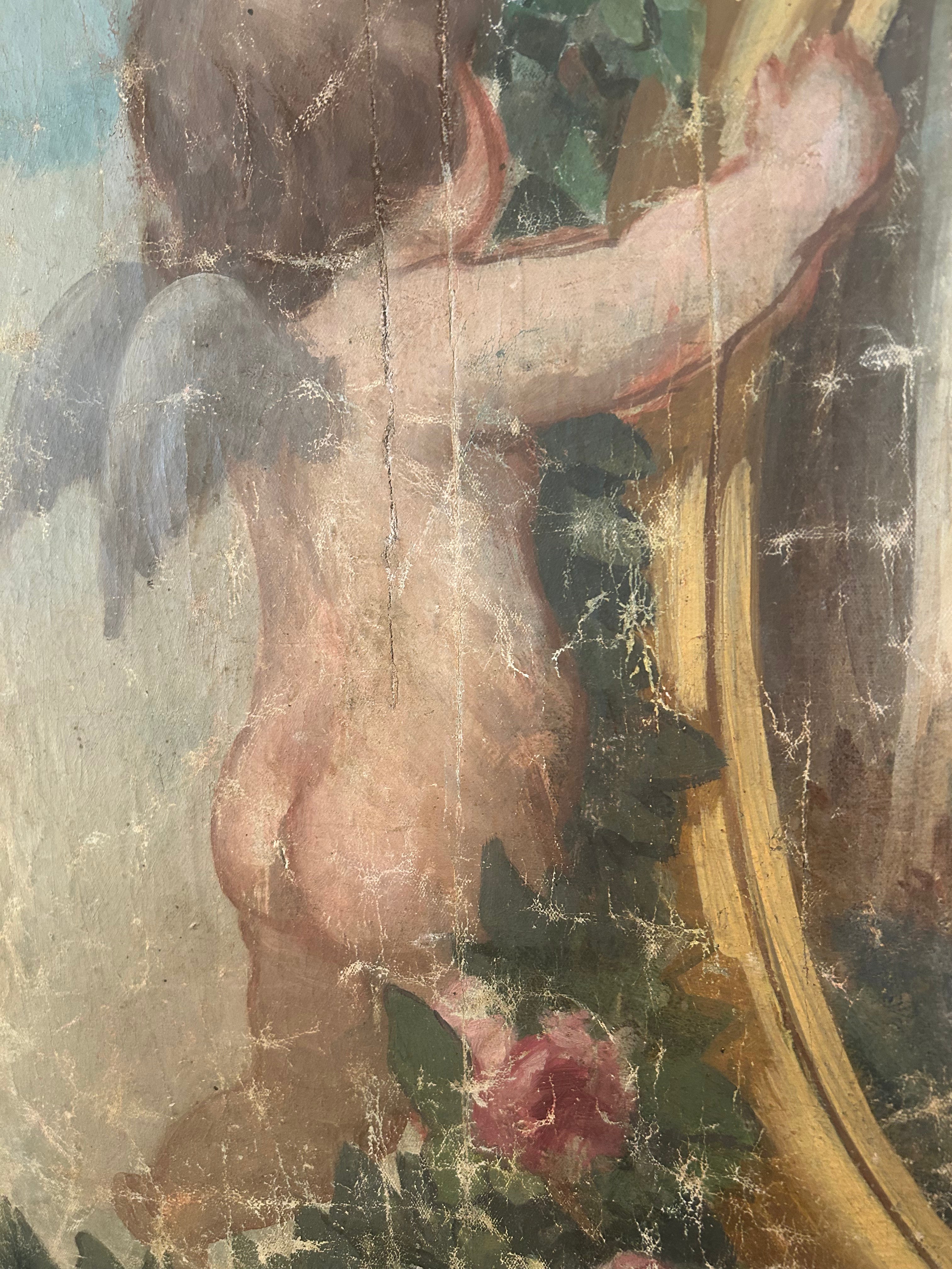 Tableau scène d'ange toile marouflée