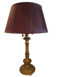 Lampe avec pied en bois doré